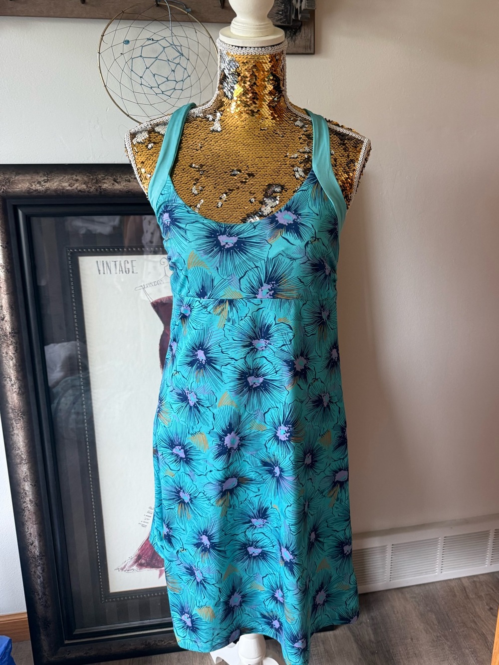 Patagonia Turquoise Floral Slip Dress
